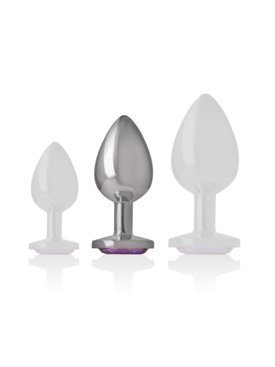 Intense - Plug Anal Metal Aluminio con Cristal Violeta Talla M