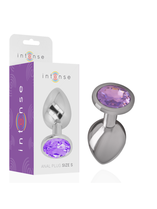 Intense - Plug Anal Metal Aluminio con Cristal Violeta Talla L