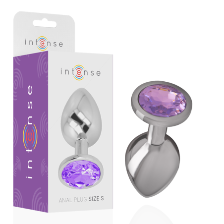 Intense - Plug Anal Metal Aluminio con Cristal Violeta Talla L