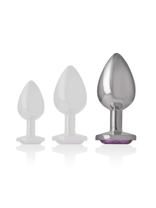 Intense - Plug Anal Metal Aluminio con Cristal Violeta Talla L