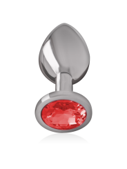 Intense - Plug Anal Metal Aluminio con Cristal Rojo Talla L