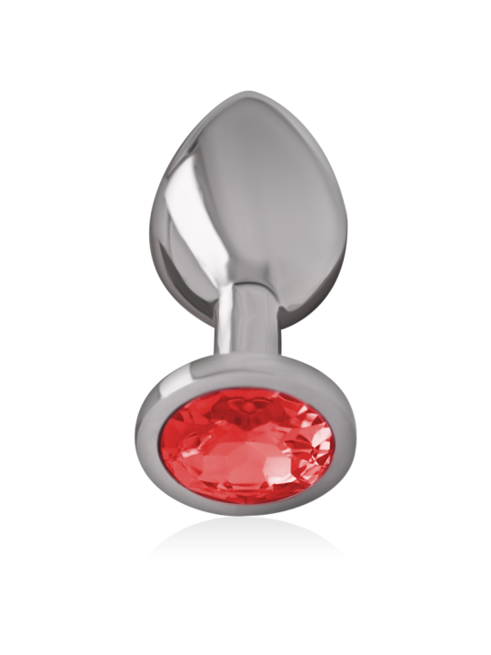 Intense - Plug Anal Metal Aluminio con Cristal Rojo Talla L