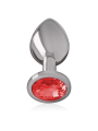 Intense - Plug Anal Metal Aluminio con Cristal Rojo Talla L