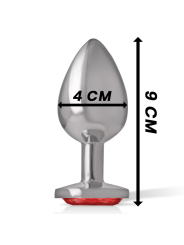 Intense - Plug Anal Metal Aluminio con Cristal Rojo Talla L