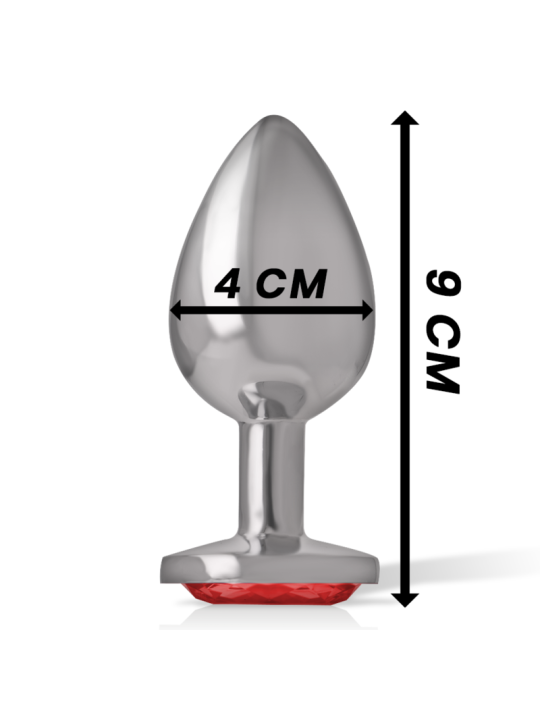 Intense - Plug Anal Metal Aluminio con Cristal Rojo Talla L