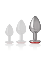Intense - Plug Anal Metal Aluminio con Cristal Rojo Talla L