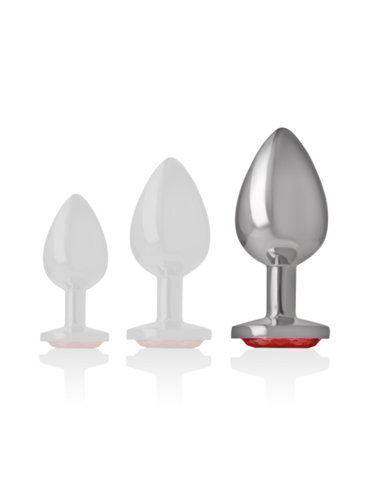 Intense - Plug Anal Metal Aluminio con Cristal Rojo Talla L