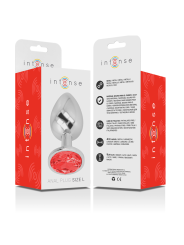 Intense - Plug Anal Metal Aluminio con Cristal Rojo Talla L