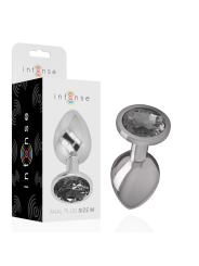 Intense - Plug Anal Metal Aluminio con Cristal Negro Talla M