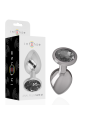 Intense - Plug Anal Metal Aluminio con Cristal Negro Talla M