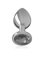 Intense - Plug Anal Metal Aluminio con Cristal Negro Talla M