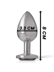 Intense - Plug Anal Metal Aluminio con Cristal Negro Talla M