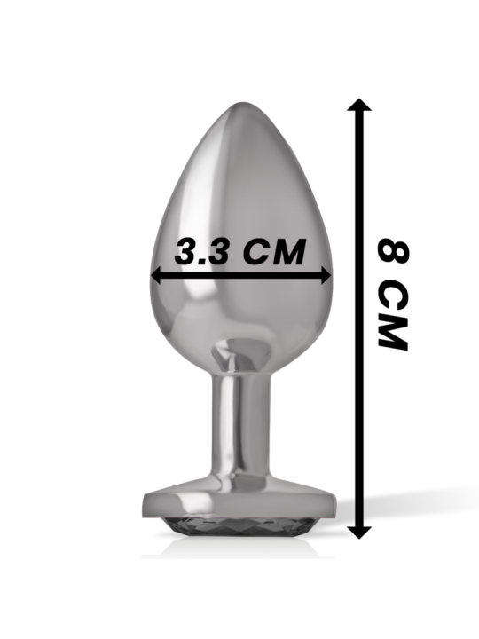 Intense - Plug Anal Metal Aluminio con Cristal Negro Talla M