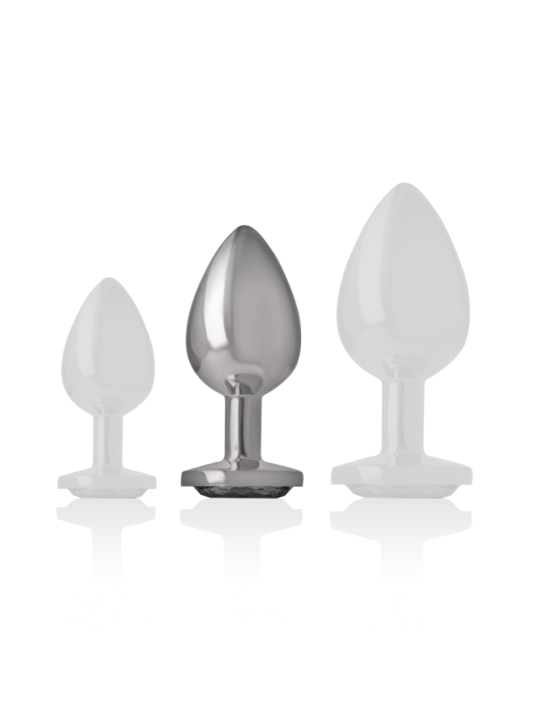 Intense - Plug Anal Metal Aluminio con Cristal Negro Talla M