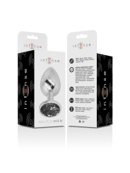 Intense - Plug Anal Metal Aluminio con Cristal Negro Talla M
