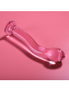 Dildo Nebula Modelo 18 de cristal rosa, cuerpo liso redondeado con base ancha