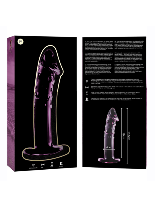 Nebula Series by Ibiza - Modelo 19 Dildo Cristal Rosa 18.5 cm Ø 4 cm