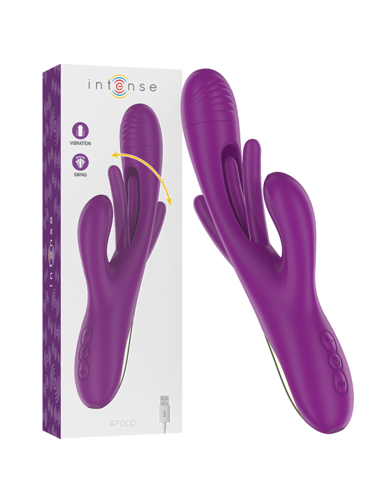 Intense - Apolo Vibrador Multifunción Recargable 7 Vibraciones con Lengua Oscilante Morado