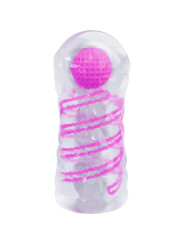 Pretty Love - Masturbador Masculino Fantasy Espiral Interna y Bolas Transparente