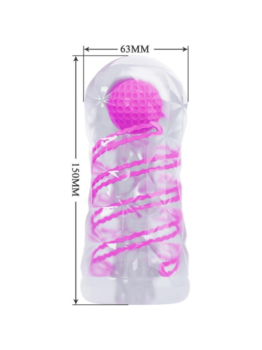 Pretty Love - Masturbador Masculino Fantasy Espiral Interna y Bolas Transparente