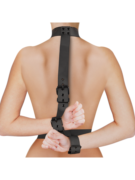 Fetish Submissive Bondage - Conjunto de Sujeción para el Cuerpo de Cuello y Muñequeras