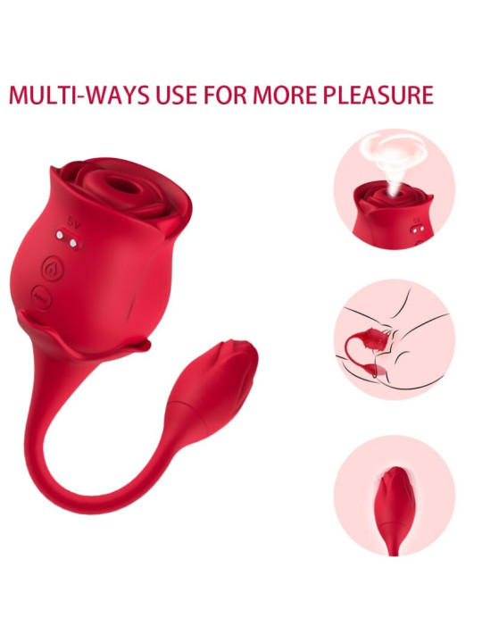 Armony - Rosa Succionador de Clítoris & Vibrador 10 Modos Rojo
