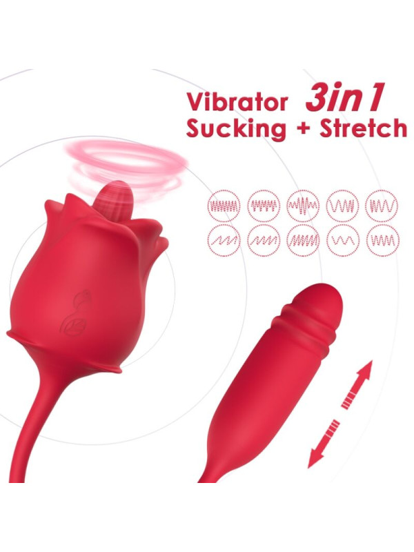 Armony - Rosa 3 en 1, Estimulador, Succionador y Up&Down con Cola Rojo