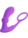 Pretty Love Warren, anillo para el pene con plug anal vibrador de silicona violeta y cabeza estriada