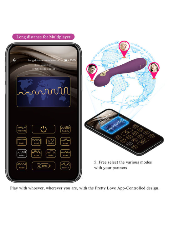 Pretty Love - Hector Vibrador Electroshock por Control por APP Lila