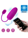 Huevo vibrador Pretty Love Nymph con cordón de recogida y móvil mostrando la app de control