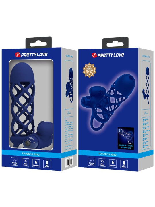 Pretty Love - Giann Anillo Vibrador con Funda de Silicona Azul