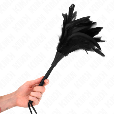 Kink - Plumas de Pollo para Cosquillas con Forma Cuerno de Criada Negro 36 cm