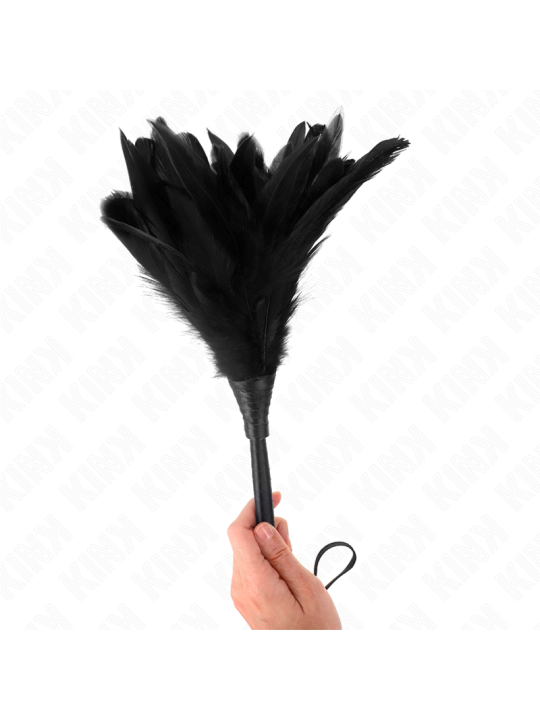 Kink - Plumas de Pollo para Cosquillas con Forma Cuerno de Criada Negro 36 cm