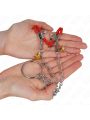 Kink - Pinzas para Pezones y Clítoris Rojas con Cascabel Dorado y Cadena 30 cm