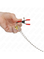 Kink - Pinzas para Pezones y Clítoris Rojas con Cascabel Dorado y Cadena 30 cm