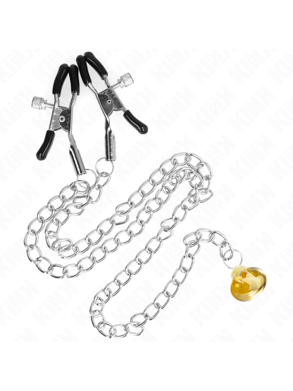 Kink - Pinzas para Pezones con Campana Cascabel Dorado y Cadena 30 cm
