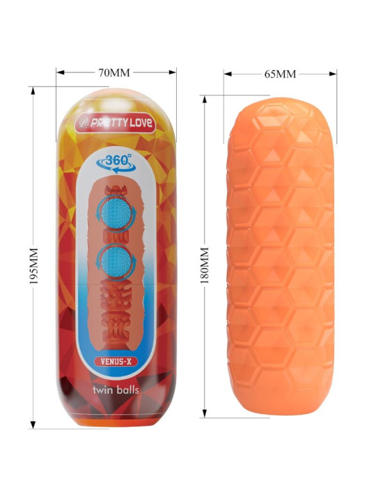 Pretty Love - Twin Balls Masturbador Masculino Naranja