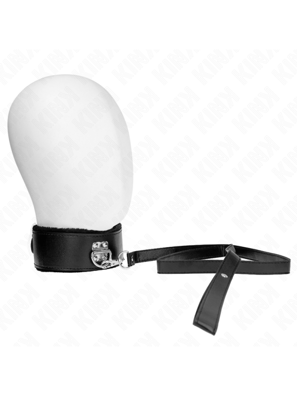 Kink - Collar con Correa 116 cm con Tachuelas Plateadas Modelo 4 Negro Ajustable 40-48 cm x 6 cm