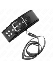 Kink - Collar con Correa 116 cm con Tachuelas Plateadas Modelo 4 Negro Ajustable 40-48 cm x 6 cm