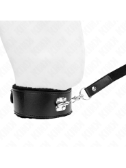 Kink - Collar con Correa 116 cm con Tachuelas Plateadas Modelo 4 Negro Ajustable 40-48 cm x 6 cm