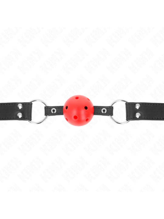 Kink - Mordaza de Bola 4 cm Transpirable con Doble Remache de Cuero 62 x 2.5 cm Ajustable 42-58 cm
