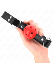 Kink - Mordaza de Bola 4 cm Transpirable con Doble Remache de Cuero 62 x 2.5 cm Ajustable 42-58 cm