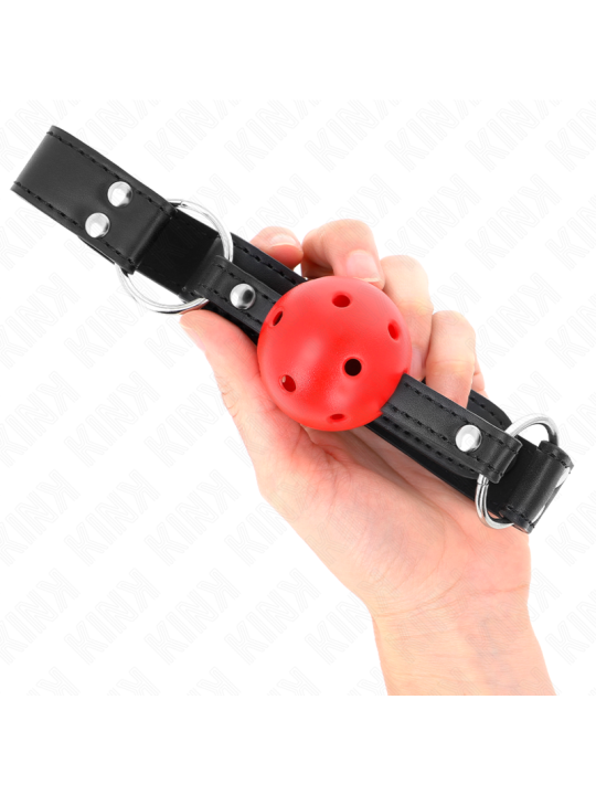 Kink - Mordaza de Bola 4 cm Transpirable con Doble Remache de Cuero 62 x 2.5 cm Ajustable 42-58 cm