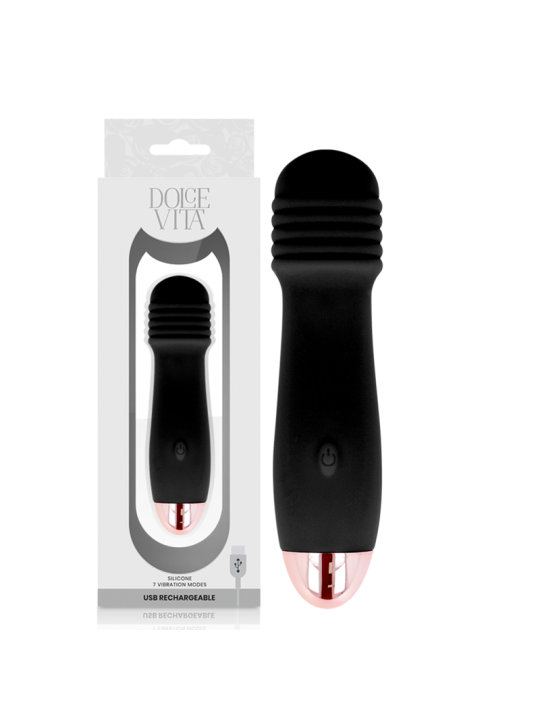 Dolce Vita - Vibrador Recargable Tres Negro 7 Velocidades