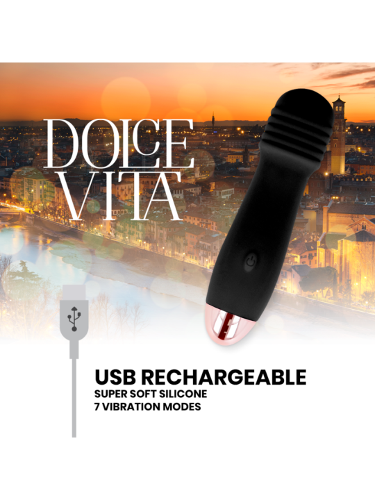 Dolce Vita - Vibrador Recargable Tres Negro 7 Velocidades