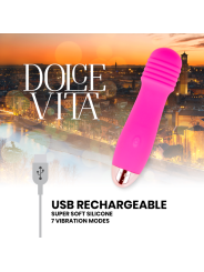 Dolce Vita - Vibrador Recargable Three Rosa 7 Velocidades