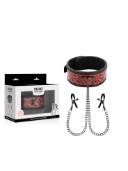 Begme - Red Edition Collar con Cadenas y Pinzas Pezones con Forro de Neopreno