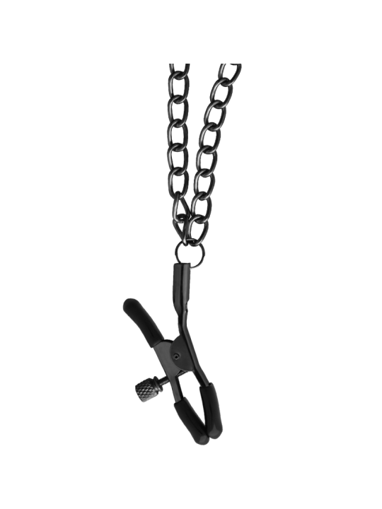 Begme - Red Edition Collar con Cadenas y Pinzas Pezones con Forro de Neopreno