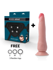 Rockarmy - Arnés + Dual Density Crusader Dildo Realista 21.5 cm Ø 4.46 cm