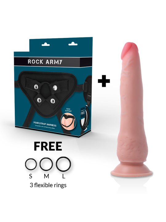 Rockarmy - Arnés + Dual Density Crusader Dildo Realista 21.5 cm Ø 4.46 cm